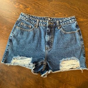 Boohoo Blue | Dark Blue Distressed Jean Shorts 🏷8